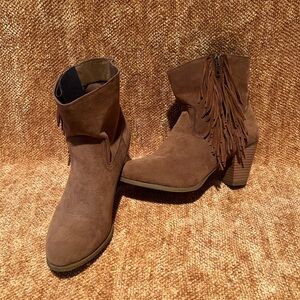 Brown Fringe Booties